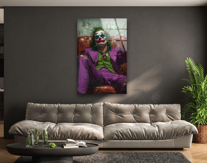 Joker in the Throne Glass Wall Art,glass image printing, glass prints from photos
