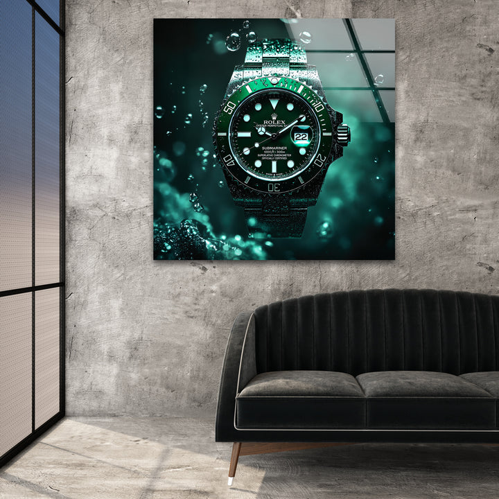 Orologio Rolex verde Quadri da Parete in Vetro