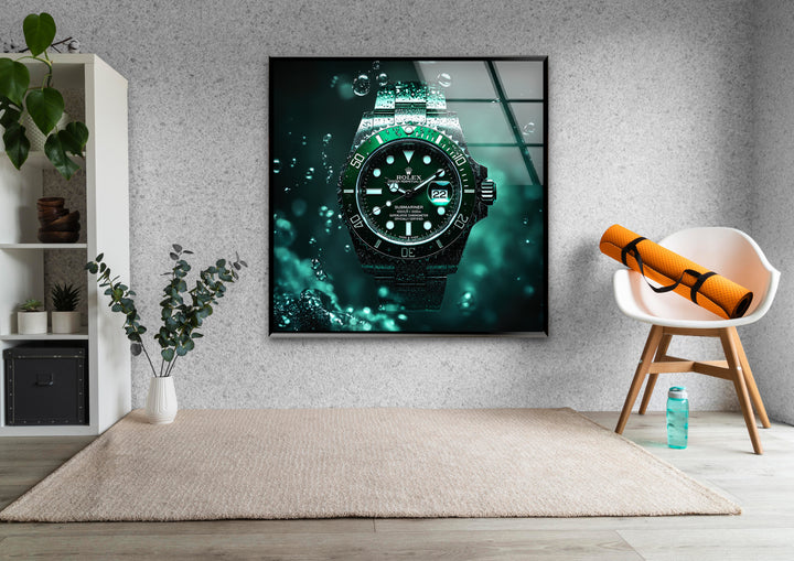 Orologio Rolex verde Quadri da Parete in Vetro