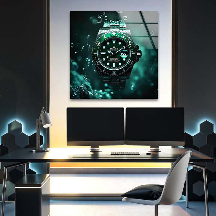 Orologio Rolex verde Quadri da Parete in Vetro