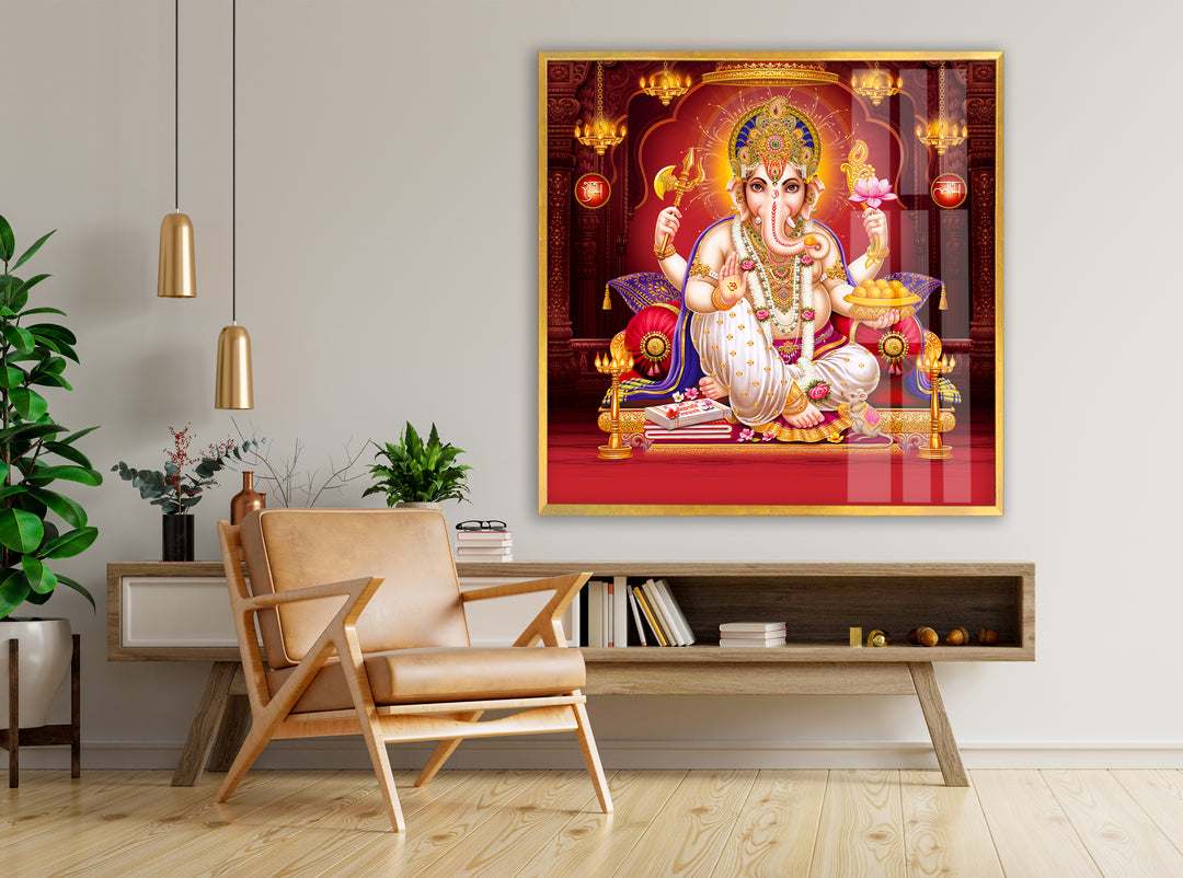 Lord Ganesha Art Glass Wall Art glass image printing, glass prints from photos
