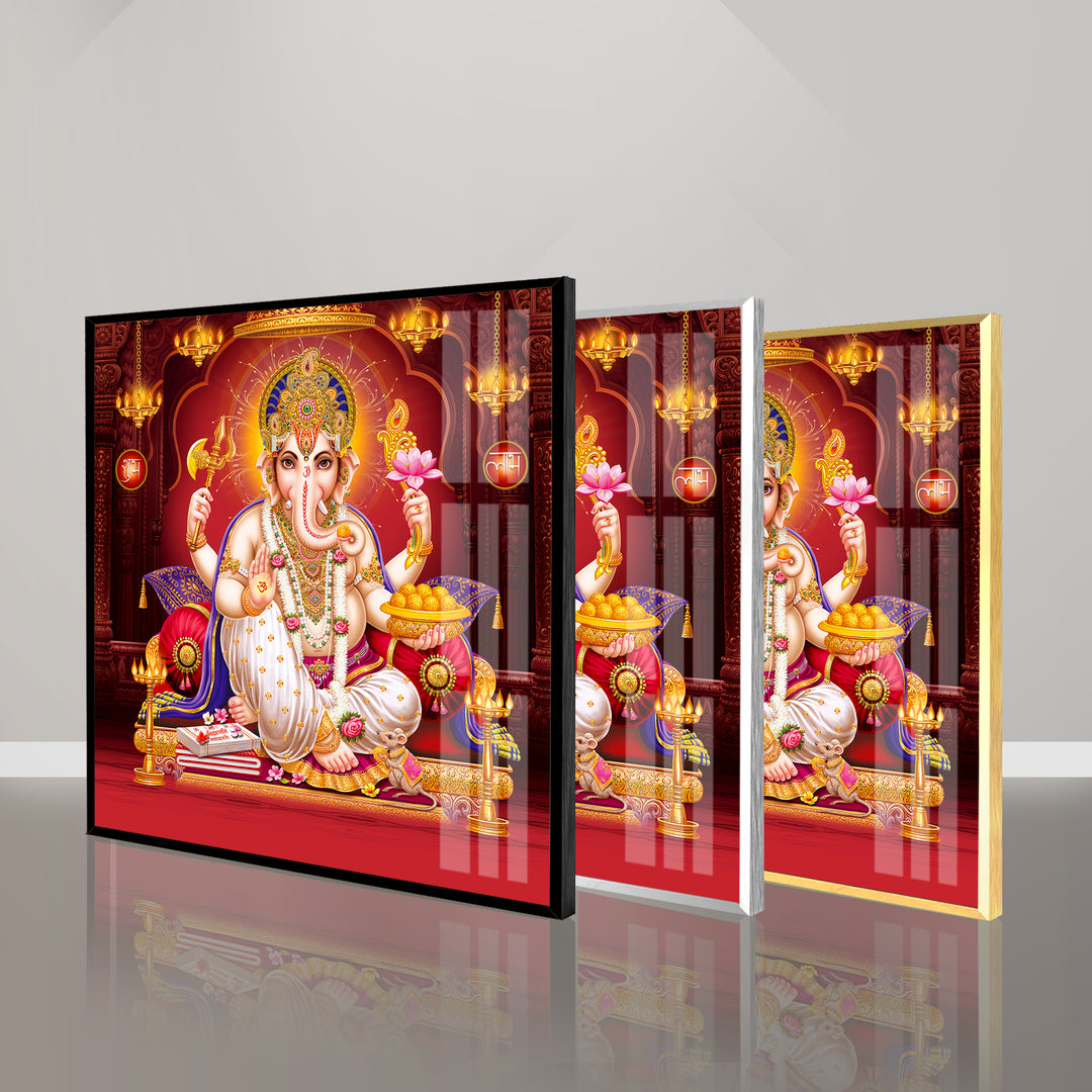 Lord Ganesha Art Glass Wall Art picture on glass wall art, photos printed on glass
