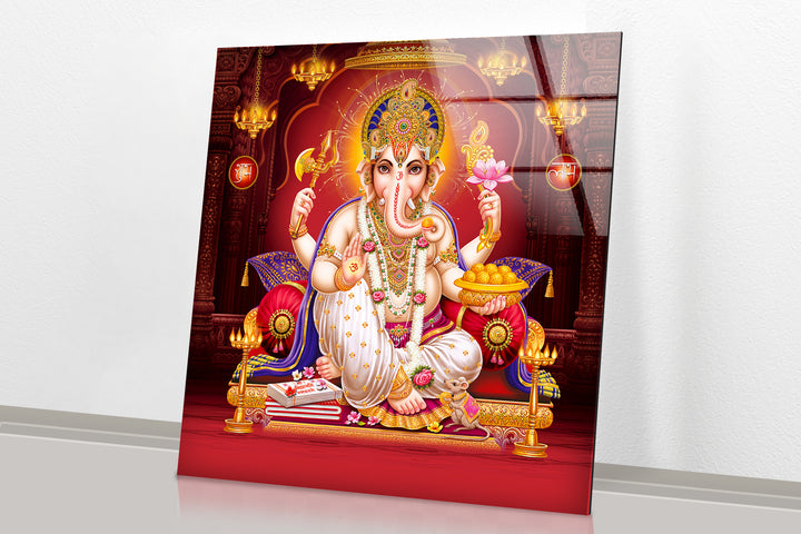 Lord Ganesha Art Glass Wall Art custom glass pictures, glass art prints
