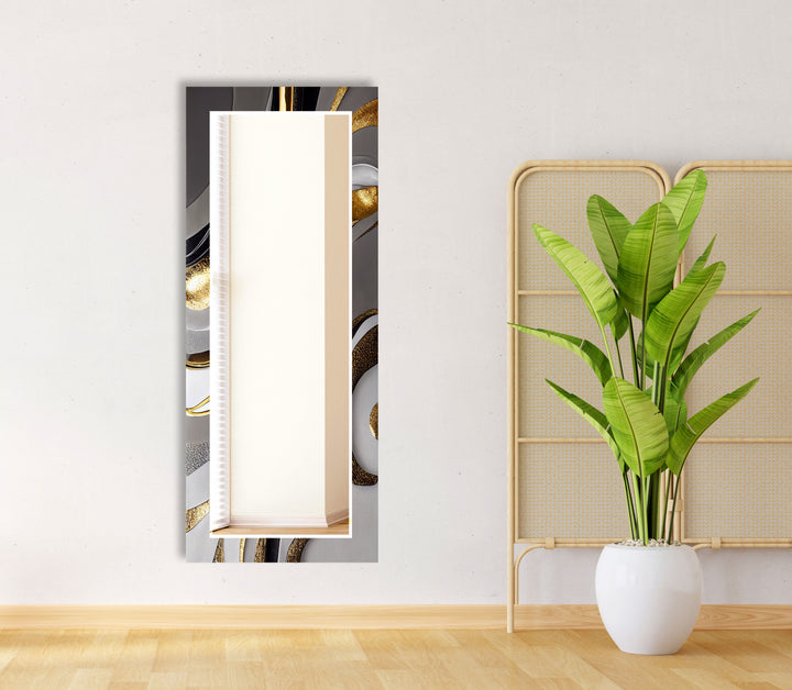 Gold Wave Abstrakter Glas-Wandspiegel – Elegante moderne Wanddekoration