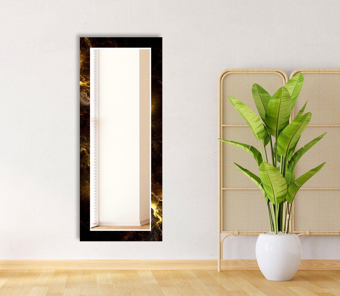 Golden Flame Glas-Wandspiegel – Auffälliges abstraktes Design für zeitgenössisches Dekor