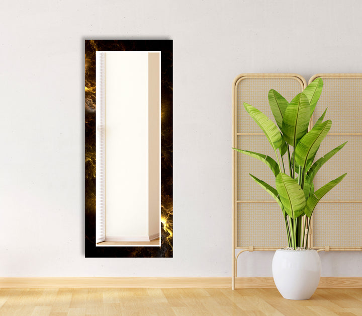 Golden Flame Glas-Wandspiegel – Auffälliges abstraktes Design für zeitgenössisches Dekor
