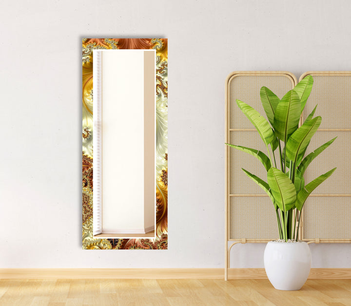 Fractal Gold Glass Wandspiegel – Elegantes Wirbeldesign für luxuriöse Innenräume