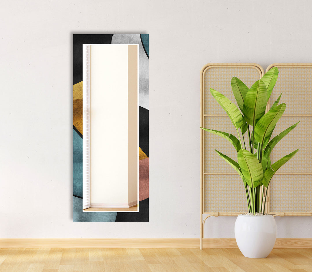 Geometrischer Glas-Wandspiegel aus der Mitte des Jahrhunderts – Moderner Farbblock-Stil