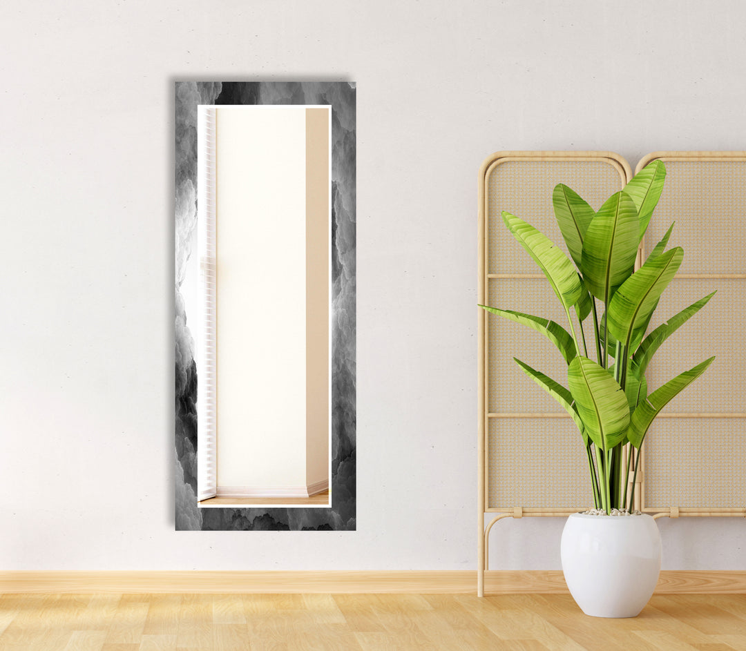 Storm Cloud Glass Wall Mirror – Modern Monochrome Accent Decor