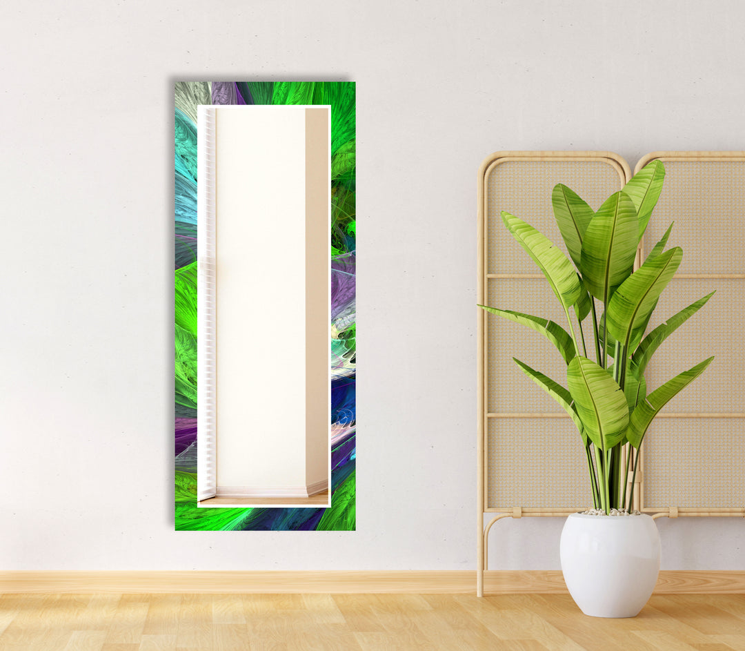 Lebendiger Wandspiegel aus gefiedertem Glas – Abstraktes Naturdesign
