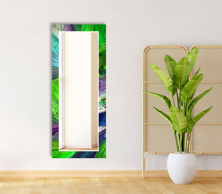 Lebendiger Wandspiegel aus gefiedertem Glas – Abstraktes Naturdesign