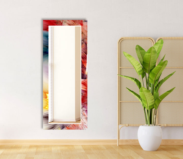 Color Splash Glass Wall Mirror – Abstract Burst Design for Bold Interiors