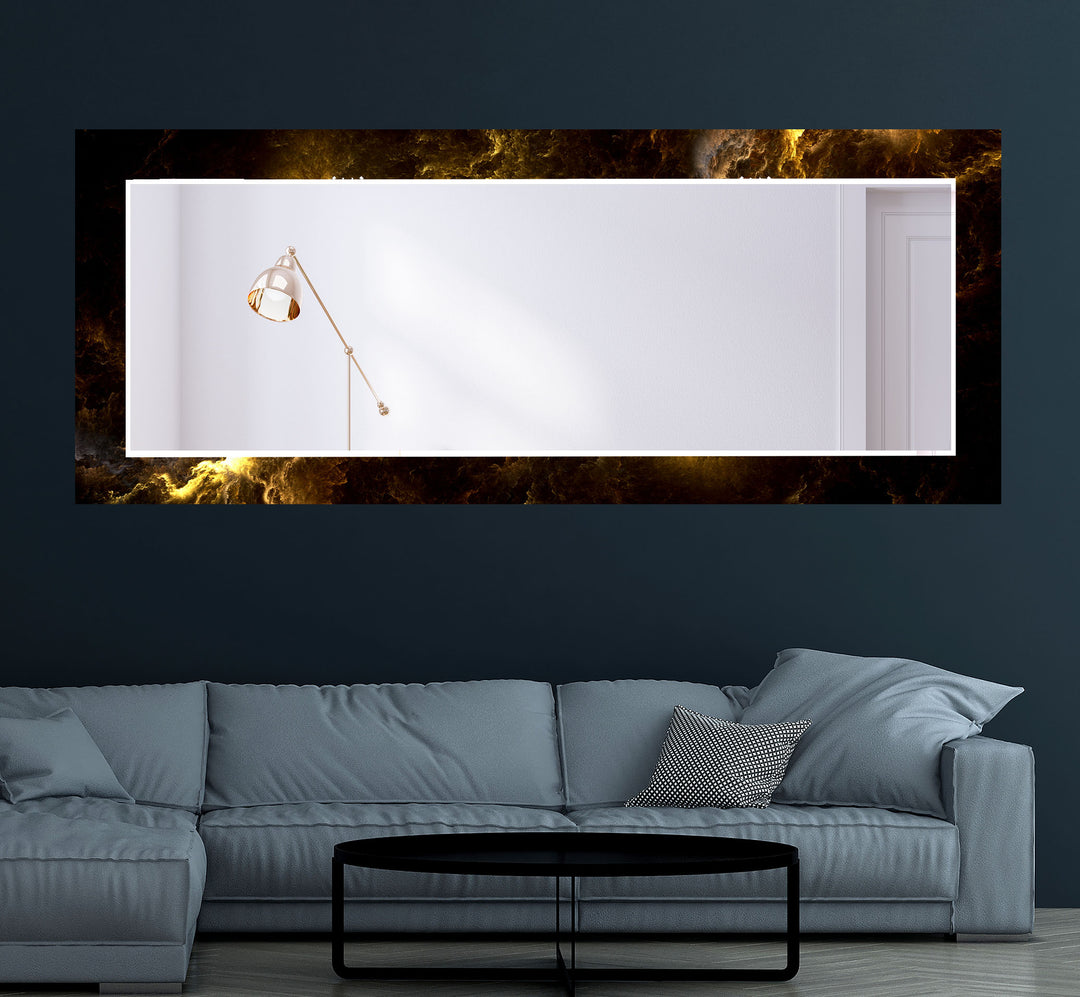 Golden Flame Glas-Wandspiegel – Auffälliges abstraktes Design für zeitgenössisches Dekor