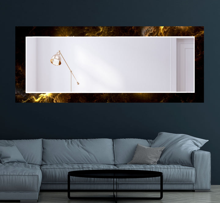 Golden Flame Glas-Wandspiegel – Auffälliges abstraktes Design für zeitgenössisches Dekor