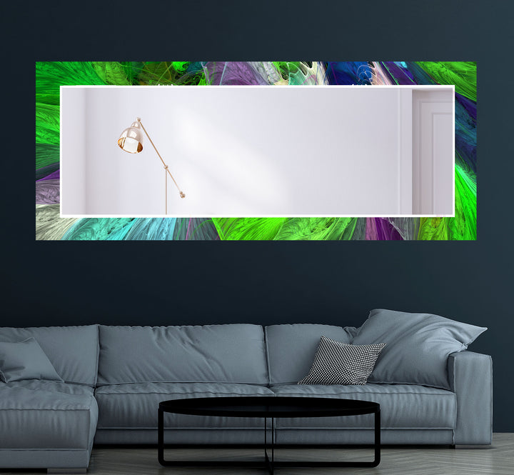 Lebendiger Wandspiegel aus gefiedertem Glas – Abstraktes Naturdesign