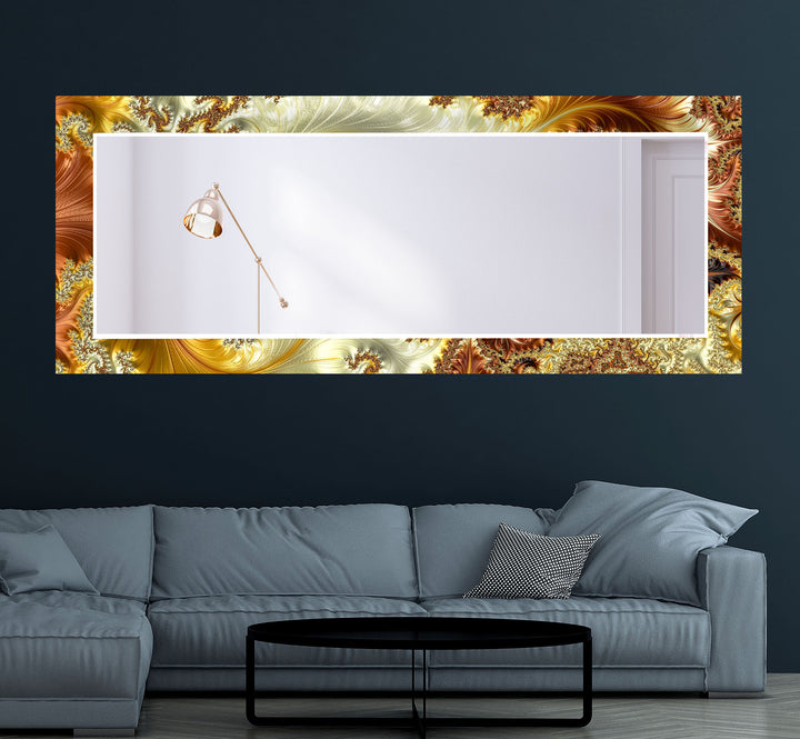 Fractal Gold Glass Wandspiegel – Elegantes Wirbeldesign für luxuriöse Innenräume