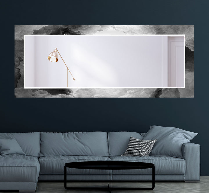 Storm Cloud Glass Wall Mirror – Modern Monochrome Accent Decor