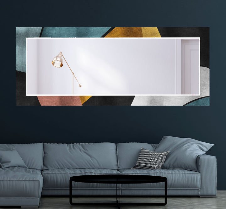 Geometrischer Glas-Wandspiegel aus der Mitte des Jahrhunderts – Moderner Farbblock-Stil
