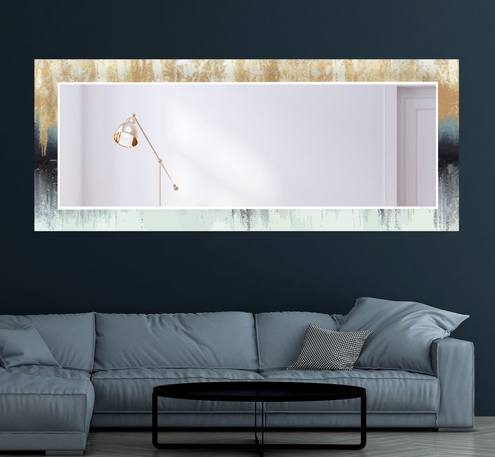 Modern Ombre Glass Wall Mirror – Gold, Black & White Gradient Design