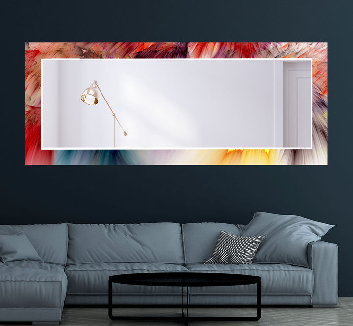 Color Splash Glass Wall Mirror – Abstract Burst Design for Bold Interiors