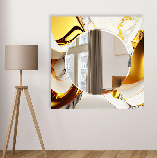 Luxury Gold Marble Glass Wall Mirror for Modern Interiors - MyPhotoStation
