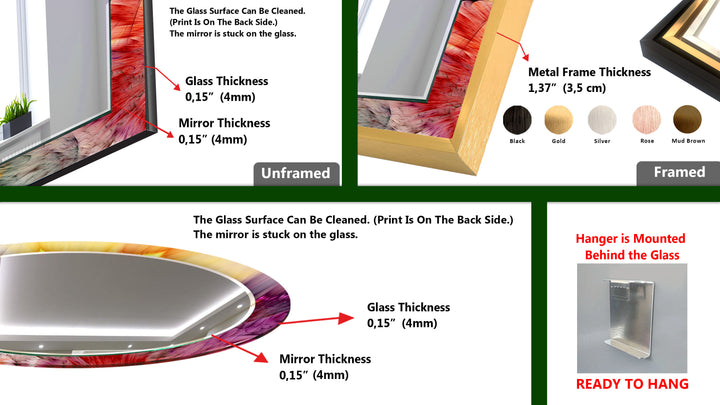 Color Splash Glass Wall Mirror – Abstract Burst Design for Bold Interiors