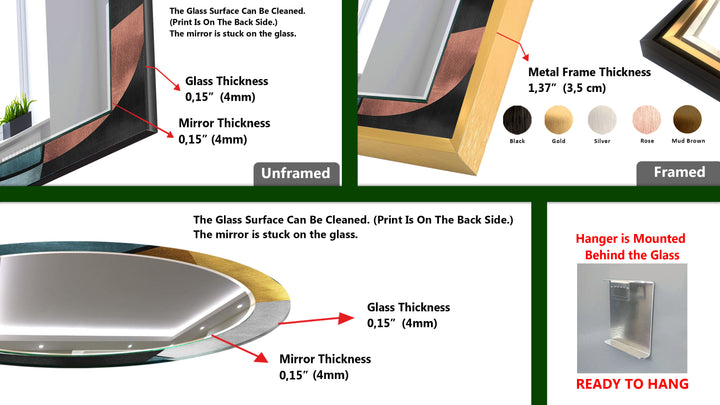 Geometrischer Glas-Wandspiegel aus der Mitte des Jahrhunderts – Moderner Farbblock-Stil