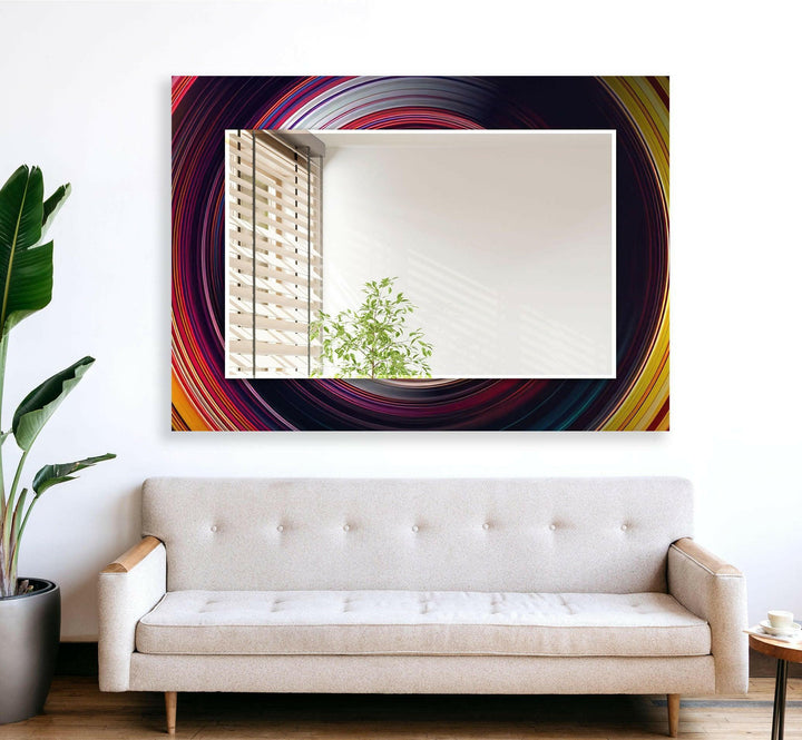 Red Silver Round Wall Mirror backlit mirror
