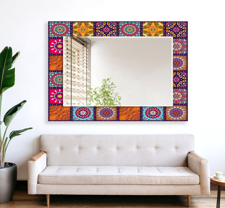 Mandala Red & Orange Wall Mirrors Marble Mirror
