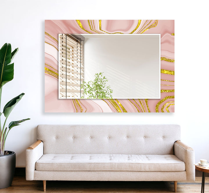 Pink Gold Details Wall Mirror Small Mirror
