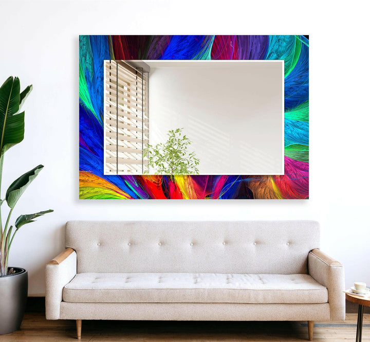 Modern Colorful Abstract Design Wall Mirror Blue Wall Mirror
