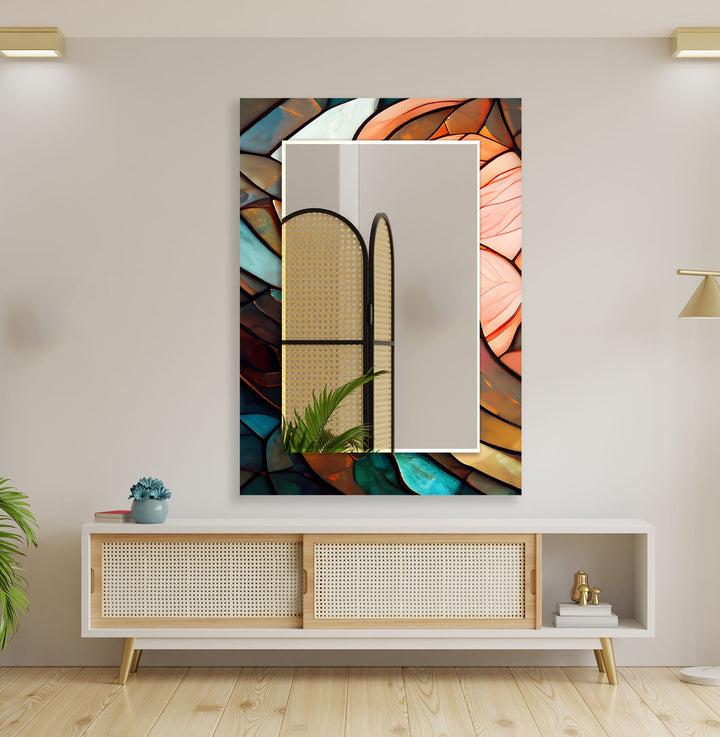 Pastel Colors Stained Wall Mirror Small Wall Mirror
