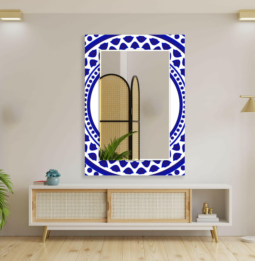 Dark Blue Abstract Wall Mirror Long Mirror
