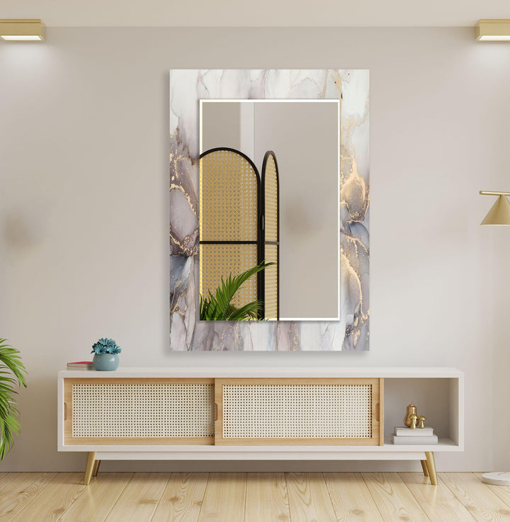 Silver & Gold Marble Wall Mirror Living Room Mirror
