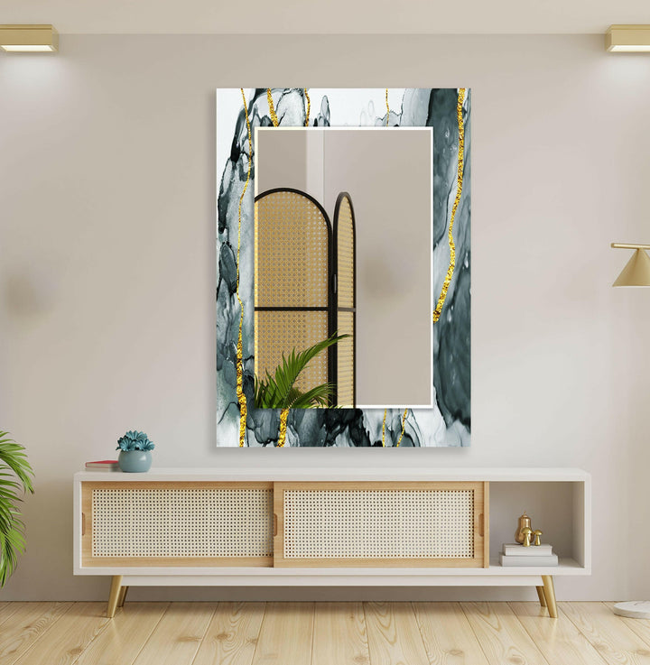 Golden Black Smoke Wall Mirror gold frame mirror
