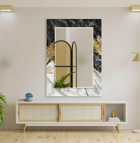 Black Marble with Golden Wall Mirror - MyPhotoStation