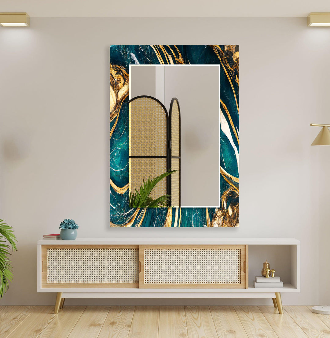 Dark Green & Gold Wall Mirror mirror black
