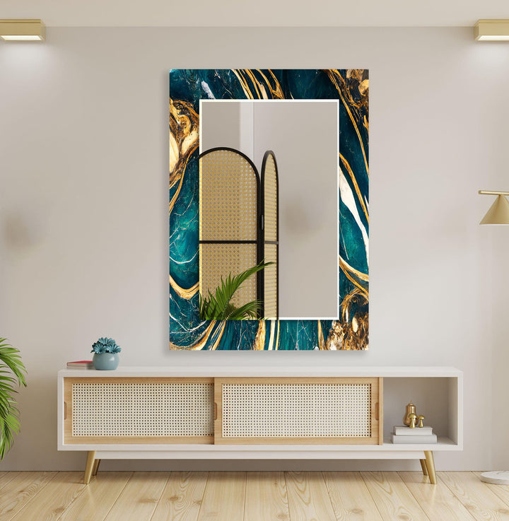 Dark Green & Gold Wall Mirror mirror black
