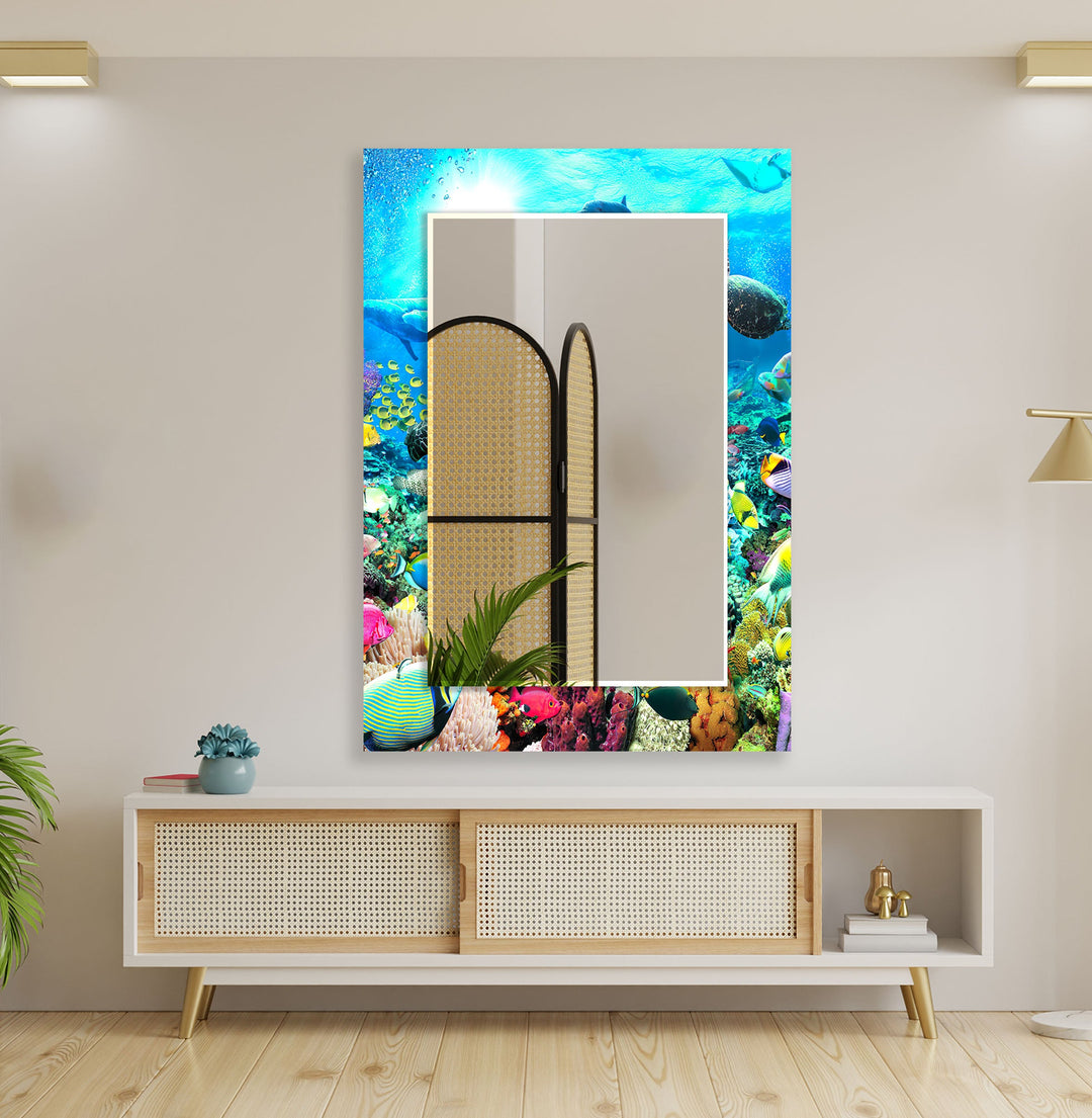 Vividly Undersea Wall Mirror Stained Glass Mirror
