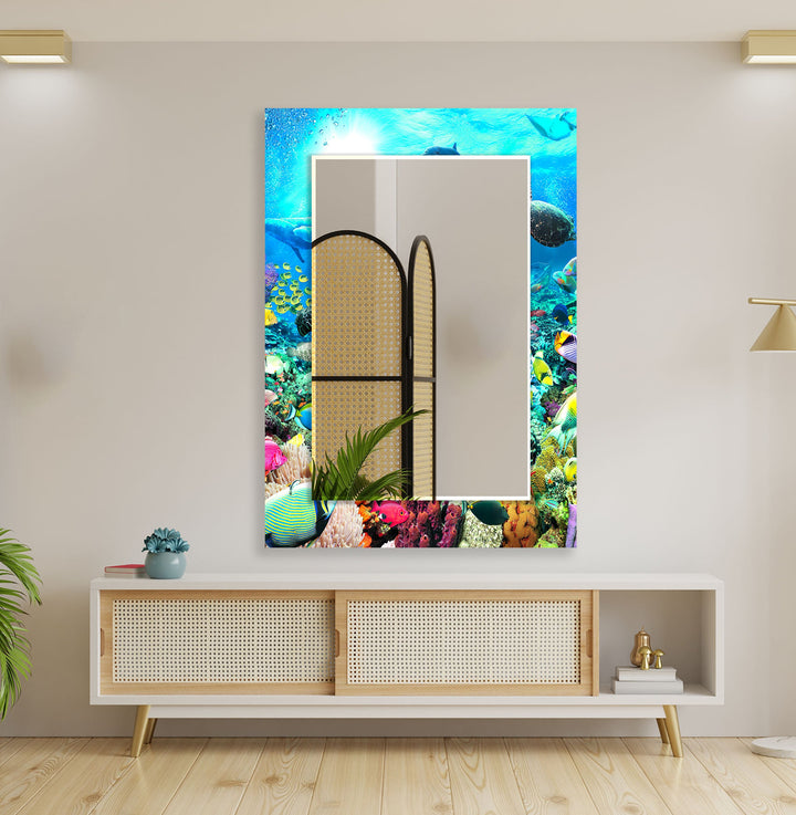 Vividly Undersea Wall Mirror Stained Glass Mirror

