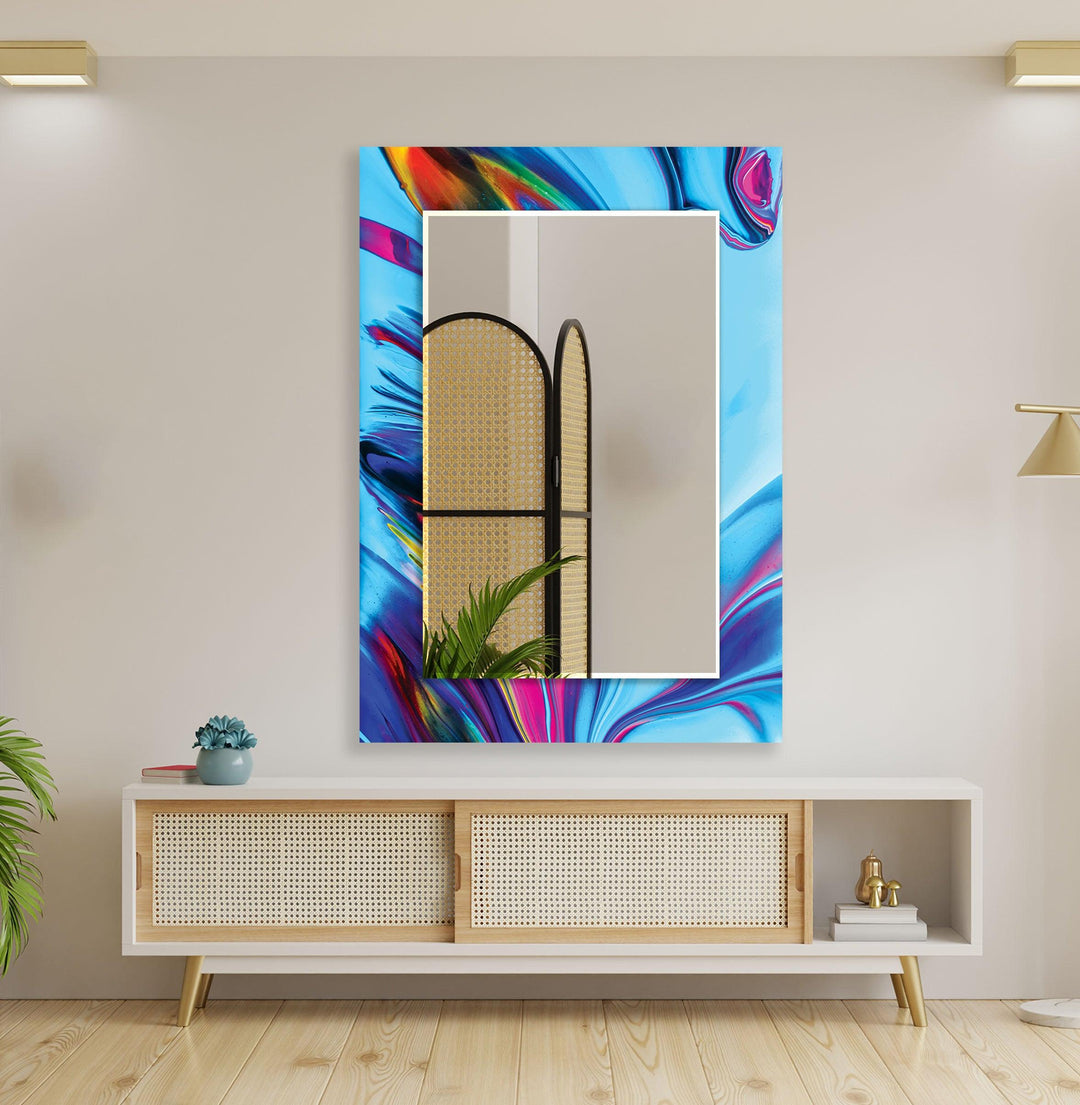 Multicolored Abstract Wall Mirror Bathroom Wall Mirror
