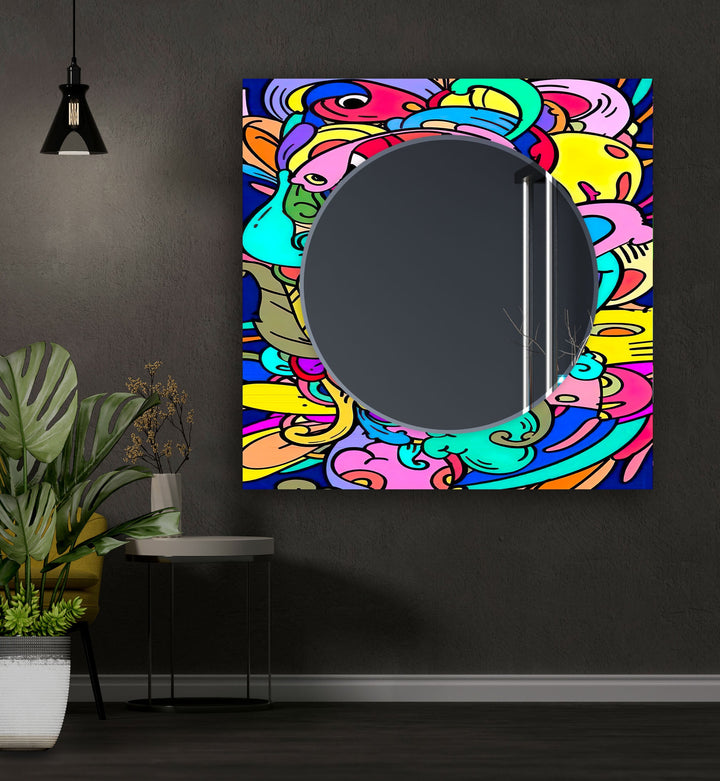 Stained Pop Art Wall Mirror Bathroom Mirror
