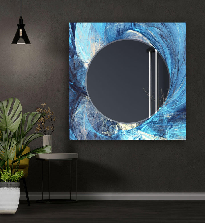 Blue & Silver Wall Mirrors Rectangle Wall Mirror
