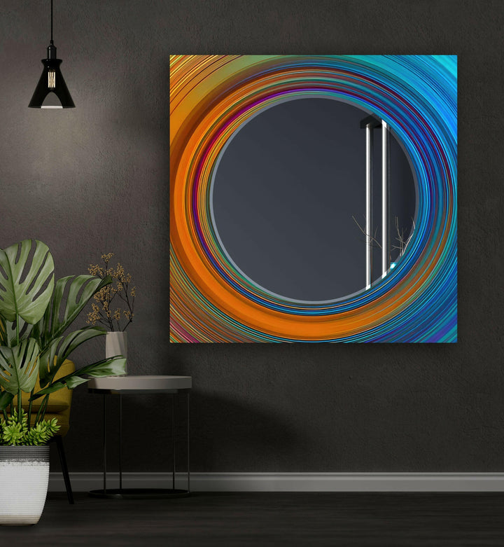 Orange & Blue Circles Abstract Wall Mirror Large Wall Mirror
