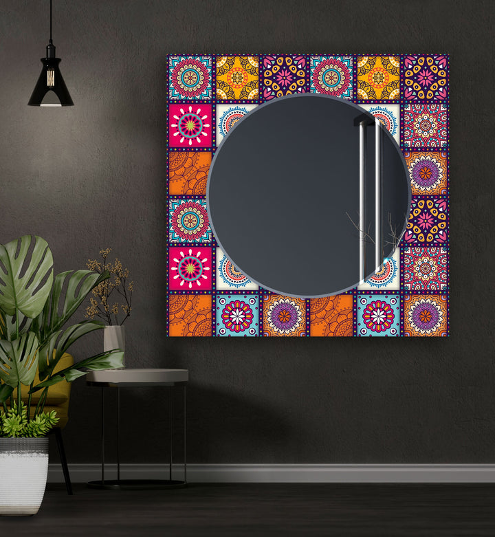 Mandala Red & Orange Wall Mirrors Green Wall Mirror
