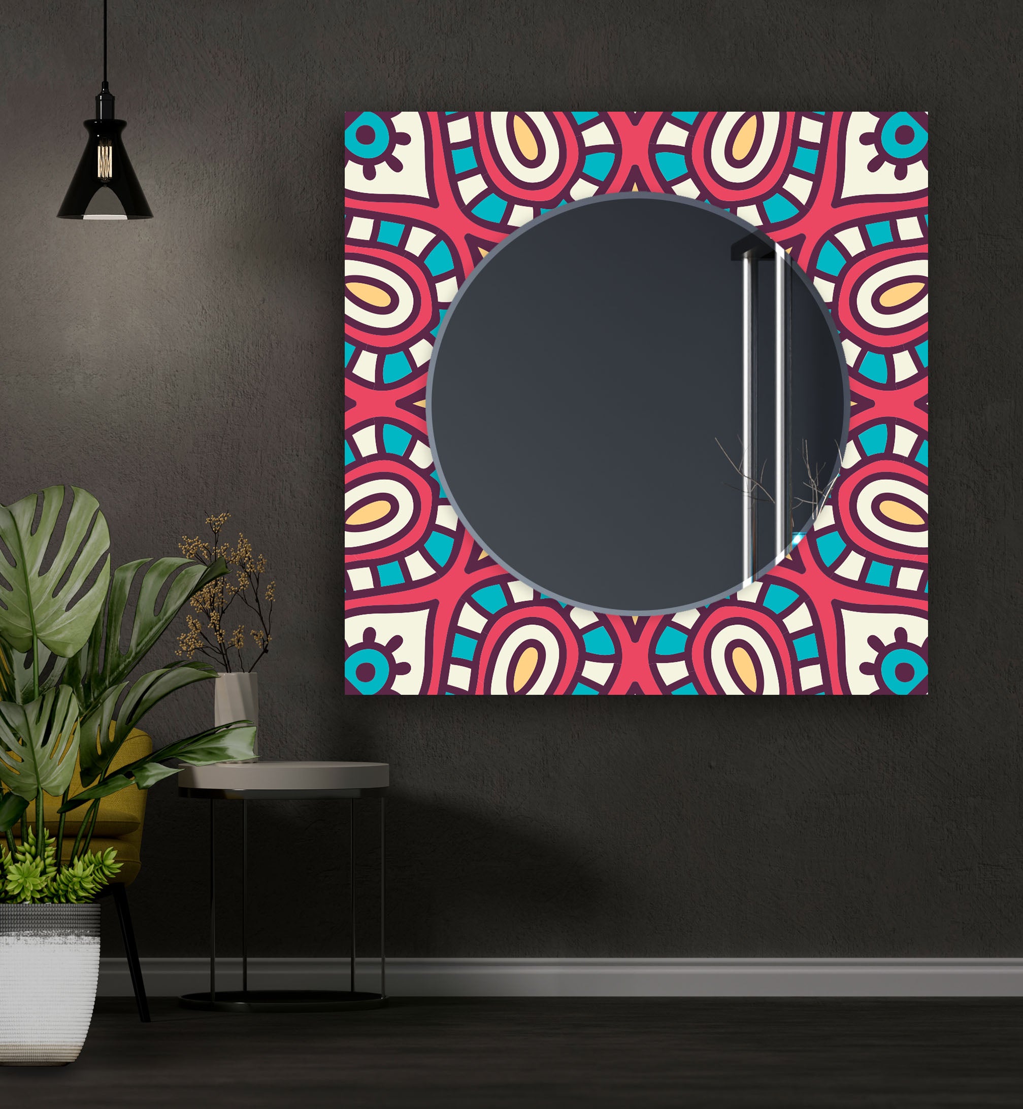 Mandala Round Tempered Glass Wall Mirror