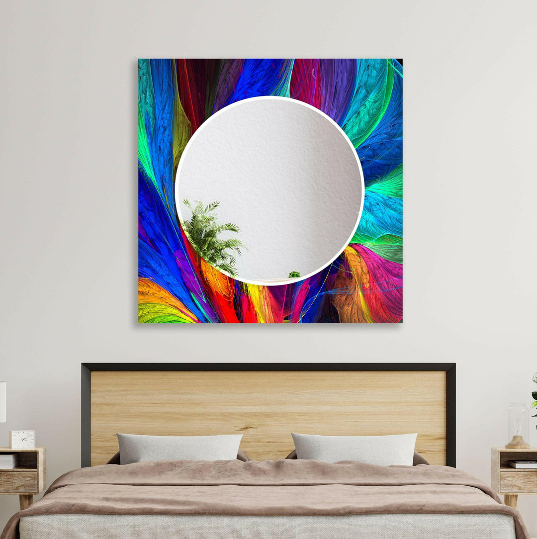 Modern Colorful Abstract Design Wall Mirror Square Wall Mirror
