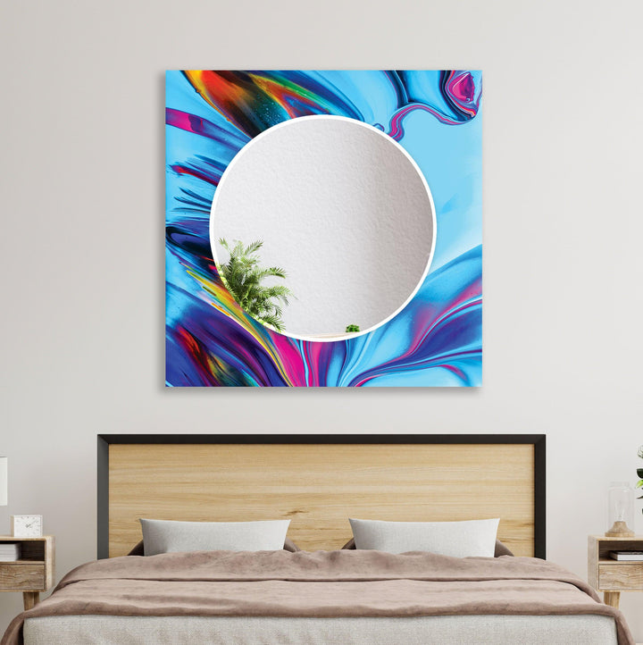 Multicolored Abstract Wall Mirror Stained Glass Mirror
