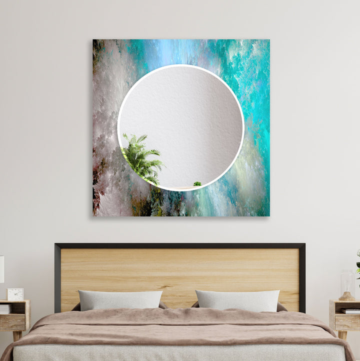 Blue & Gray Clouds Abstract Wall Mirror Bathroom Wall Mirror
