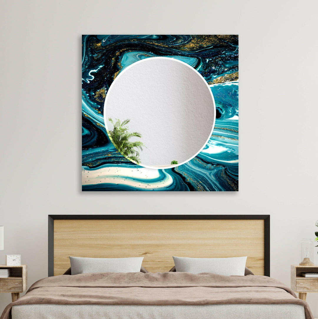 Blue and Gold Marble Wall Mirrors Abstract Mirror
